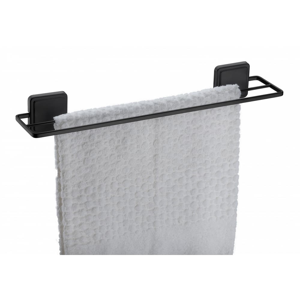 Toalheiro duplo preto fosco fixação por adesivo Norbond porta toalha banho 45 cm Future 184PT