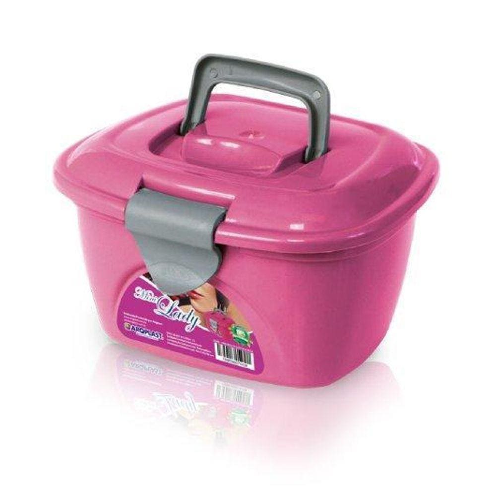 Mini Maleta Lady Box Rosa Com Tampa E Trava 25366 Arqplast