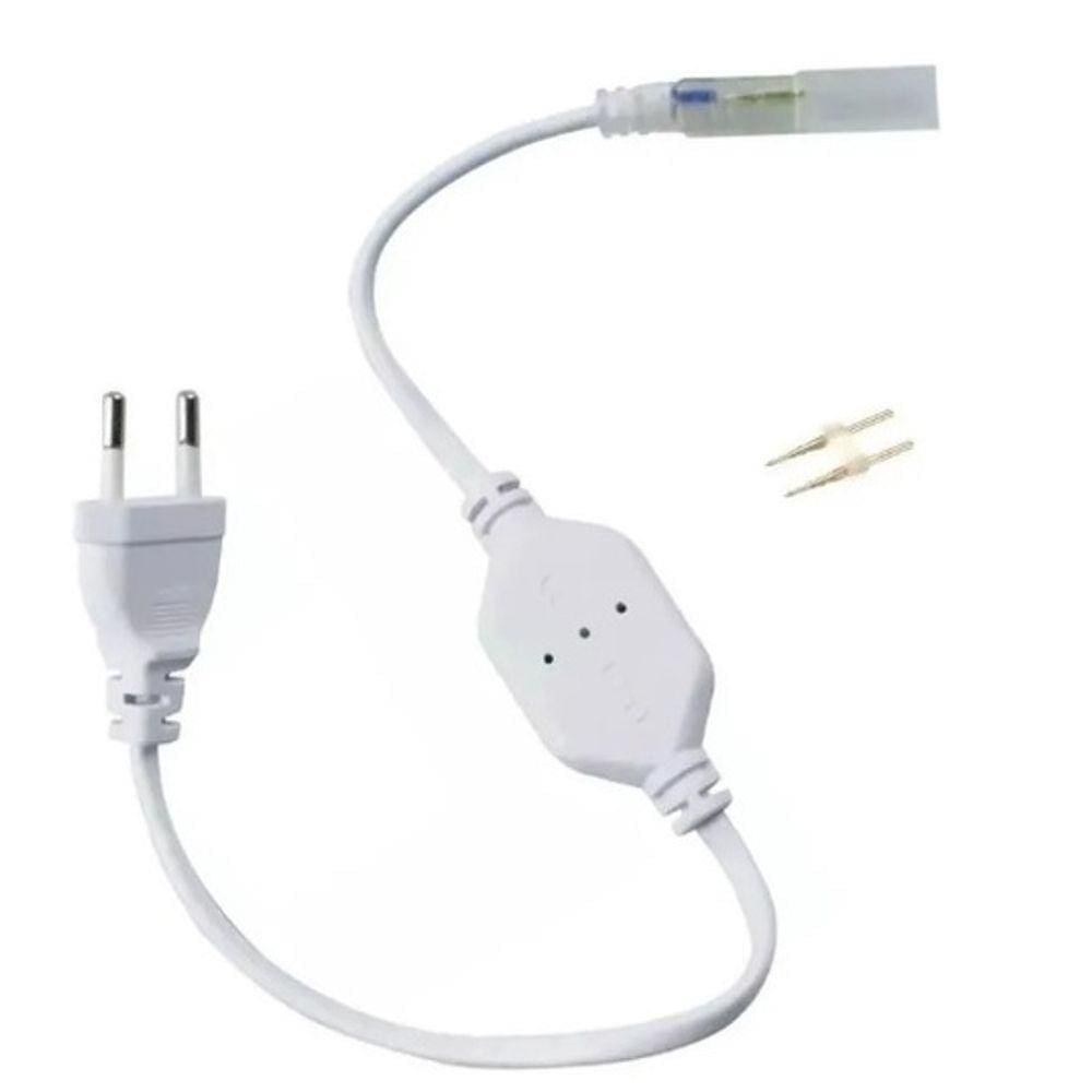 Conector Plug Tomada Fonte Mangueira Led Chata Bivolt