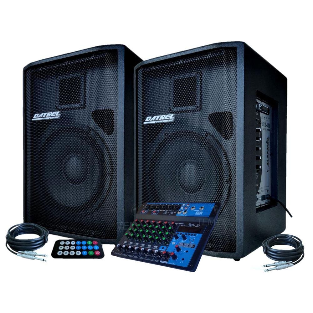 KIT CAIXA DE SOM 12” 500W COM MESA BT DATREL PORTÁTIL PROF