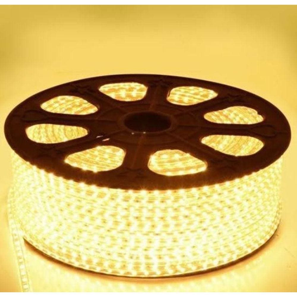 FITA LED Mangueira Led 5050 Branca Quente Chata 50 Metros com 5 conector 220V Sancas, quartos, cozinha área externa