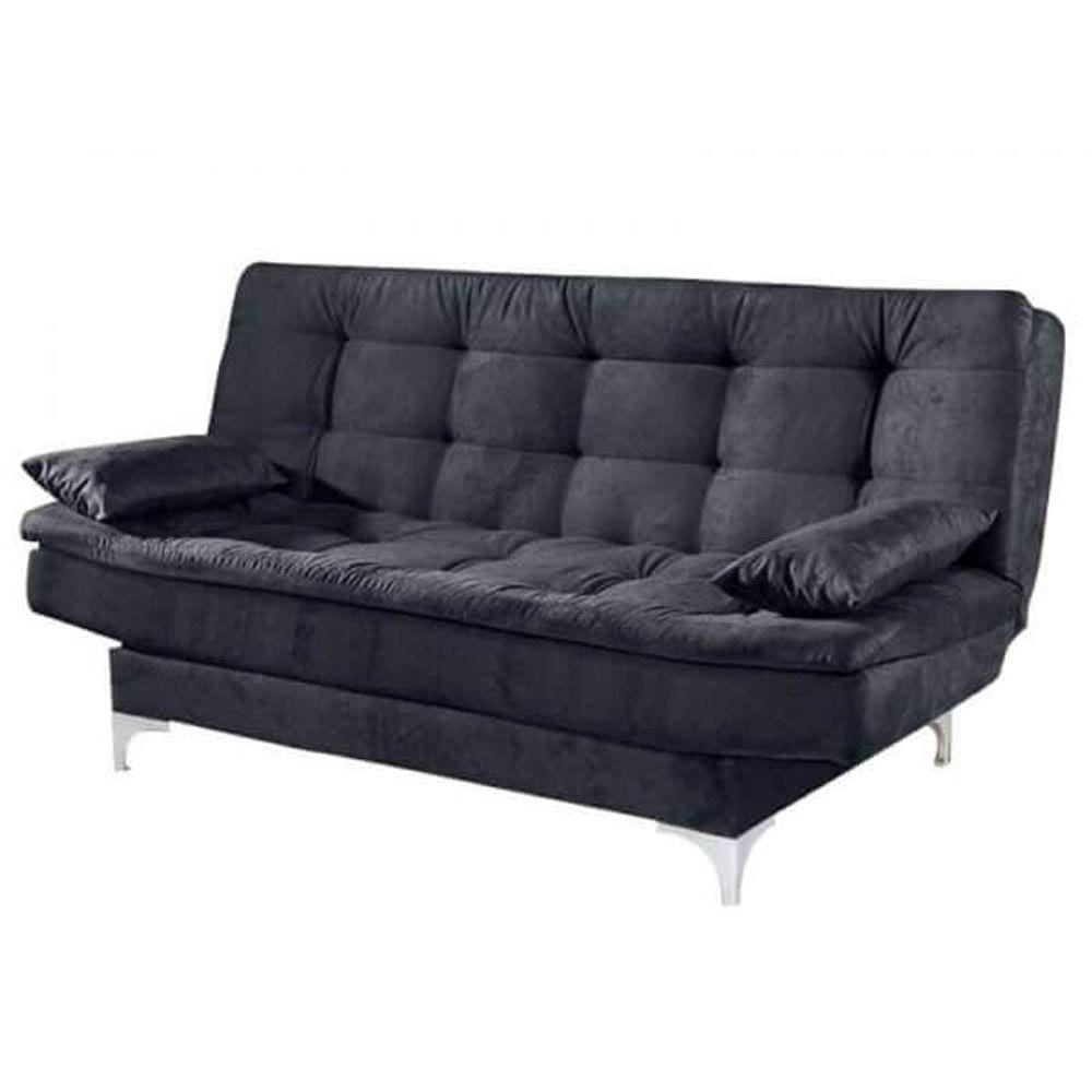 Sofá Cama Casal Agatha com Encosto Reclinável Cor Preto