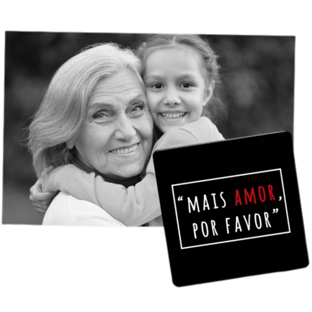 Imã decorativo Geguton "mais amor por favor" Cor preto