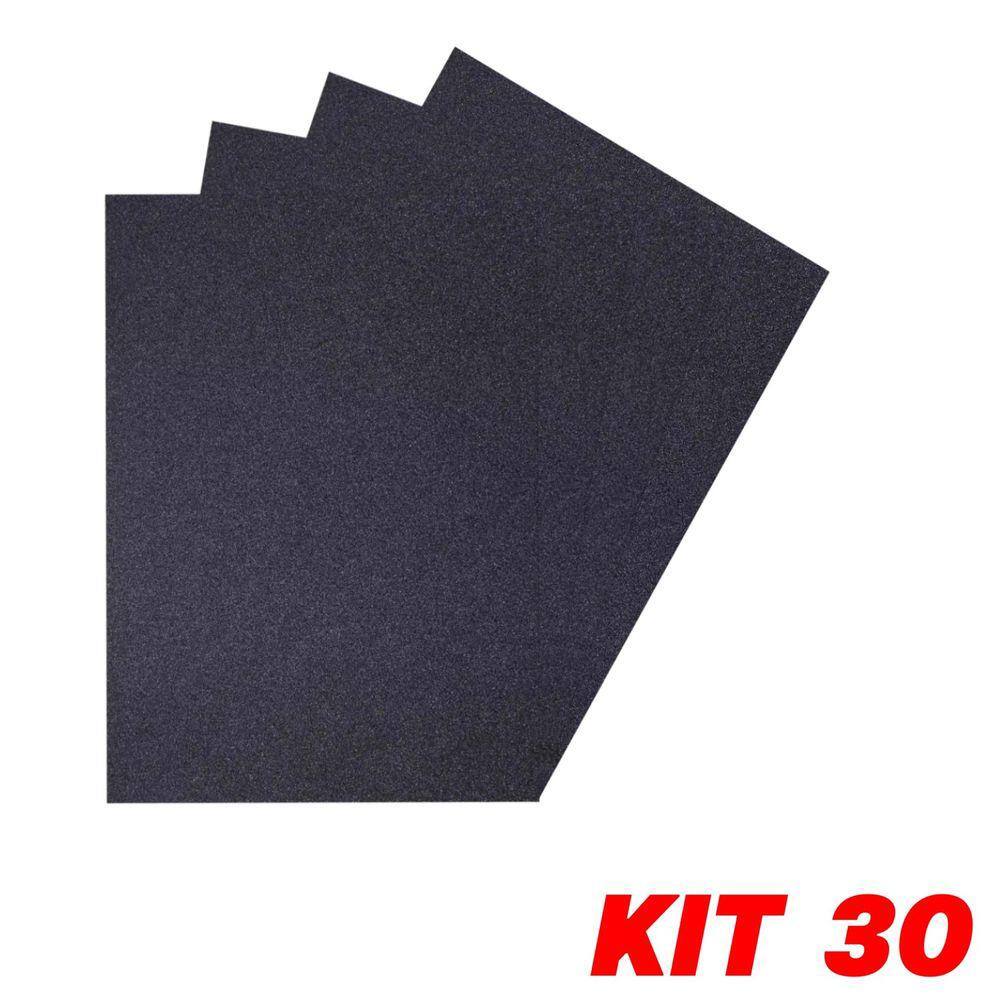 Kit 30 Lixa Folha Grão 80 Ferro Metal Aço Ferrugem 27X22cm