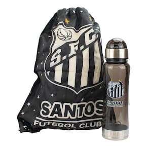 Kit Santos Fc Garrafa Grande 750ml + Mochila Tipo Saco