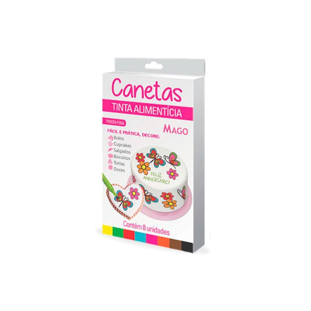 Caneta Alimenticia Fina C/8 Cores Mago