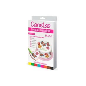 Caneta Alimenticia Fina C/8 Cores Mago
