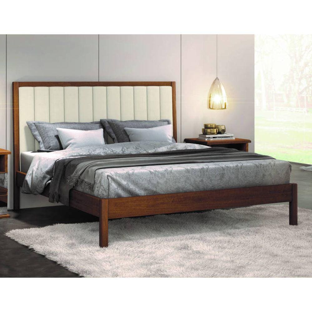 Cama Casal Estofada Madeira Maciça 1,60m - Lisboa - Móveis Montanhês