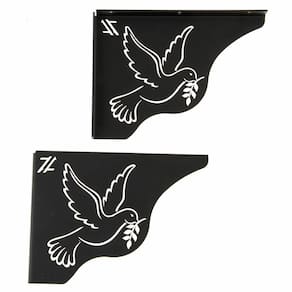 Par Mãos Francesas Decorativas 20cm Pomba da Paz Divino Espírito Santo Aço Preto