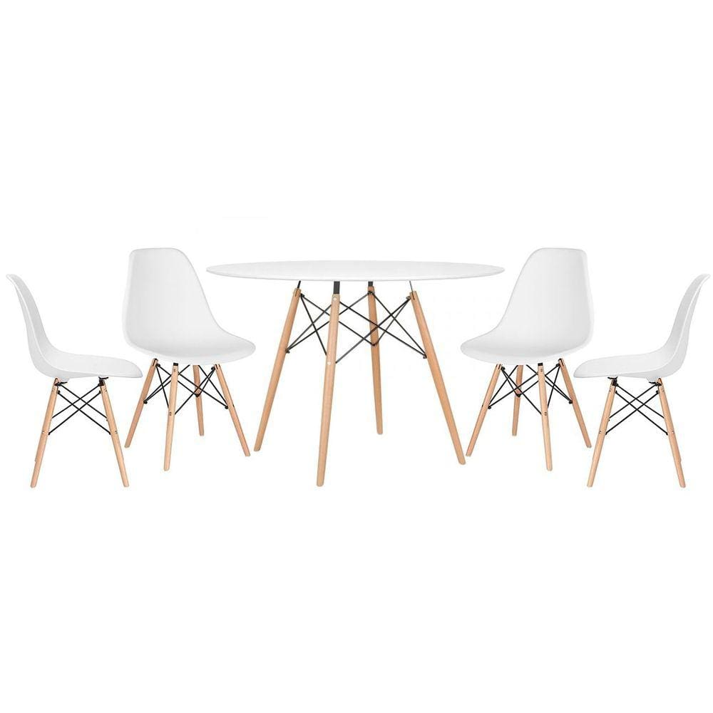 Mesa redonda Eames 120 cm + 4 cadeiras Eiffel DSW