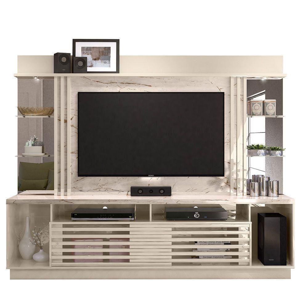 Estante Home Gisele Tv Até 55 Calacata Off White Qualé Qualé