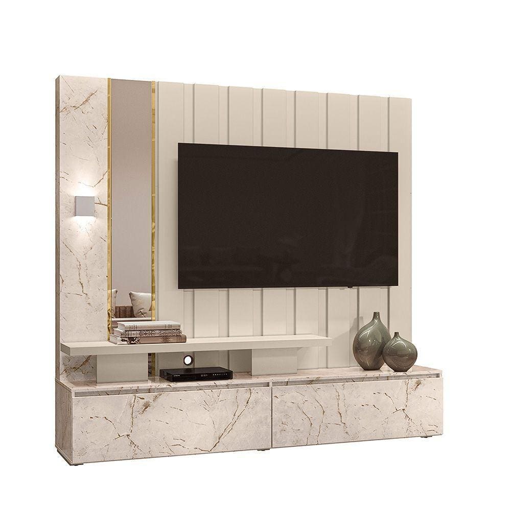 Estante Home Maré Tv Até 65 Calacata Off White Qualé Qualé