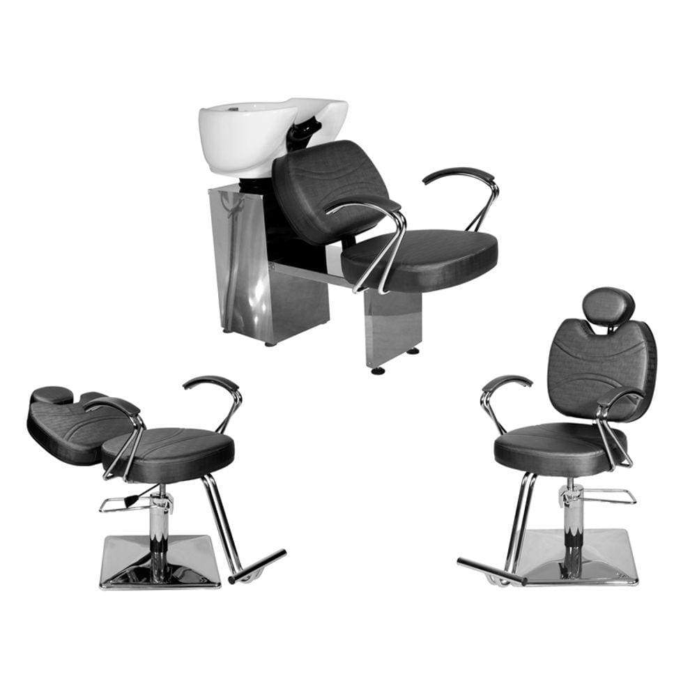 Kit Salão Topázio 1 Cad Fixa + 1 Recl Base Quadrada + Lavatório Preto