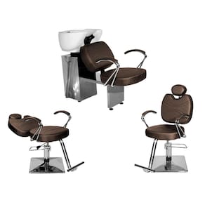 Kit Salão Topázio 1 Cad Fixa + 1 Recl Base Quadrada + Lavatório Marrom