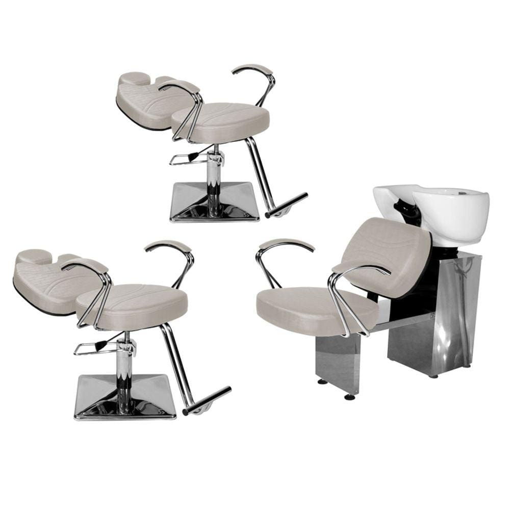 Kit Salão Topázio 2 Cadeiras Recl Base Quadrada + Lavatório Branco Facto