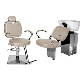 Kit Salão Topázio Cadeira Reclinável Base Quadrada + Lavatório BrancoPér