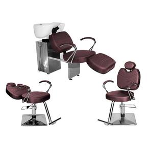 Kit Salão Topázio 1 Fixa + 1 Recl Base Quadrada + Lavatório C/Ap Vinho