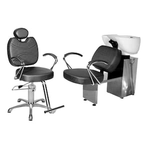 Kit Salão Topázio Cadeira Reclinável Base Estrela + Lavatório Preto Facto