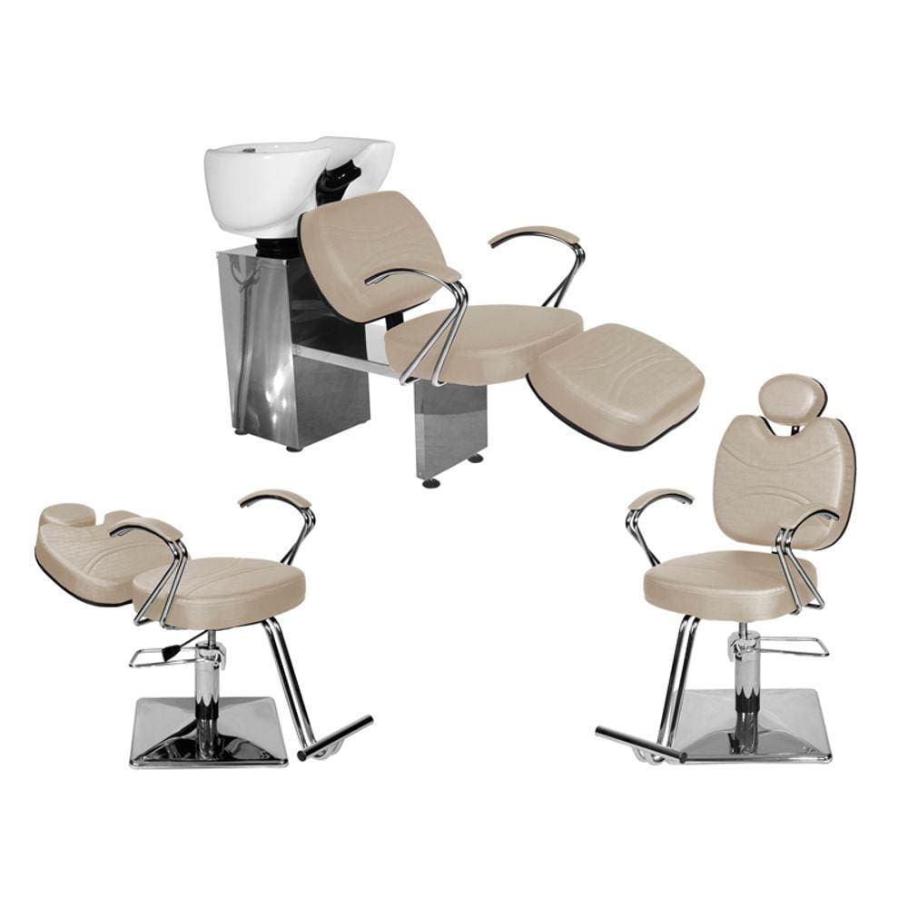 Kit Salão Topázio 1 Fixa + 1 Recl Base Quadrada + Lavatório C/Ap BrancoPér
