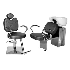Kit Salão Topázio Cadeira Reclinável Base Quadrada + Lavatório Preto Facto
