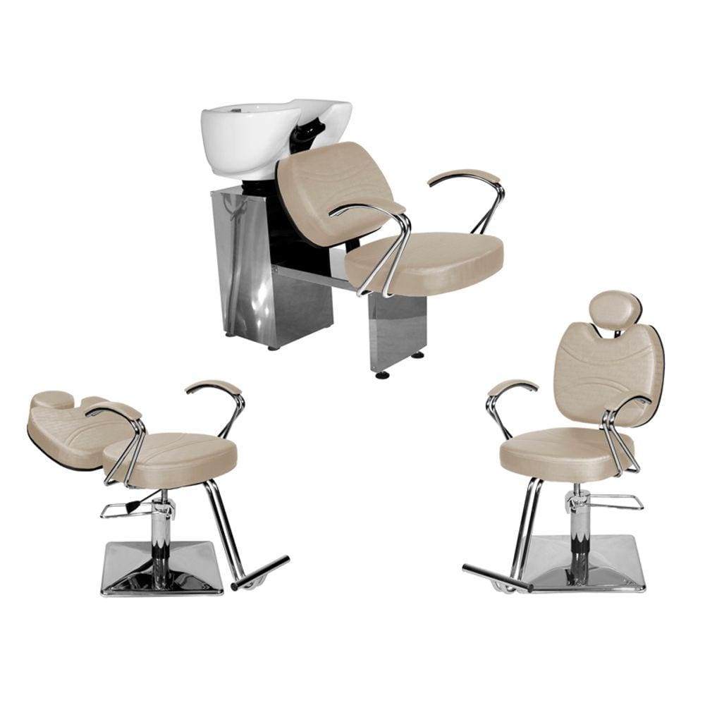 Kit Salão Topázio 1 Cad Fixa + 1 Recl Base Quadrada + Lavatório BrancoPér