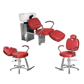 Kit Salão Topázio 1 Fixa + 1 Recl Base Estrela + Lavatório C/Ap Vermelho