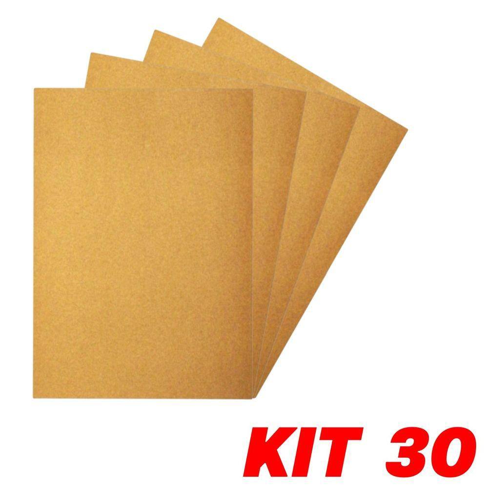 Kit 30 Lixa Folha Grão 80 Madeira Porta Acabamento 27X22cm