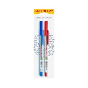 Caneta Esferográfica Compactor 0.7mm Azul e Vermelho com 2 Unidades