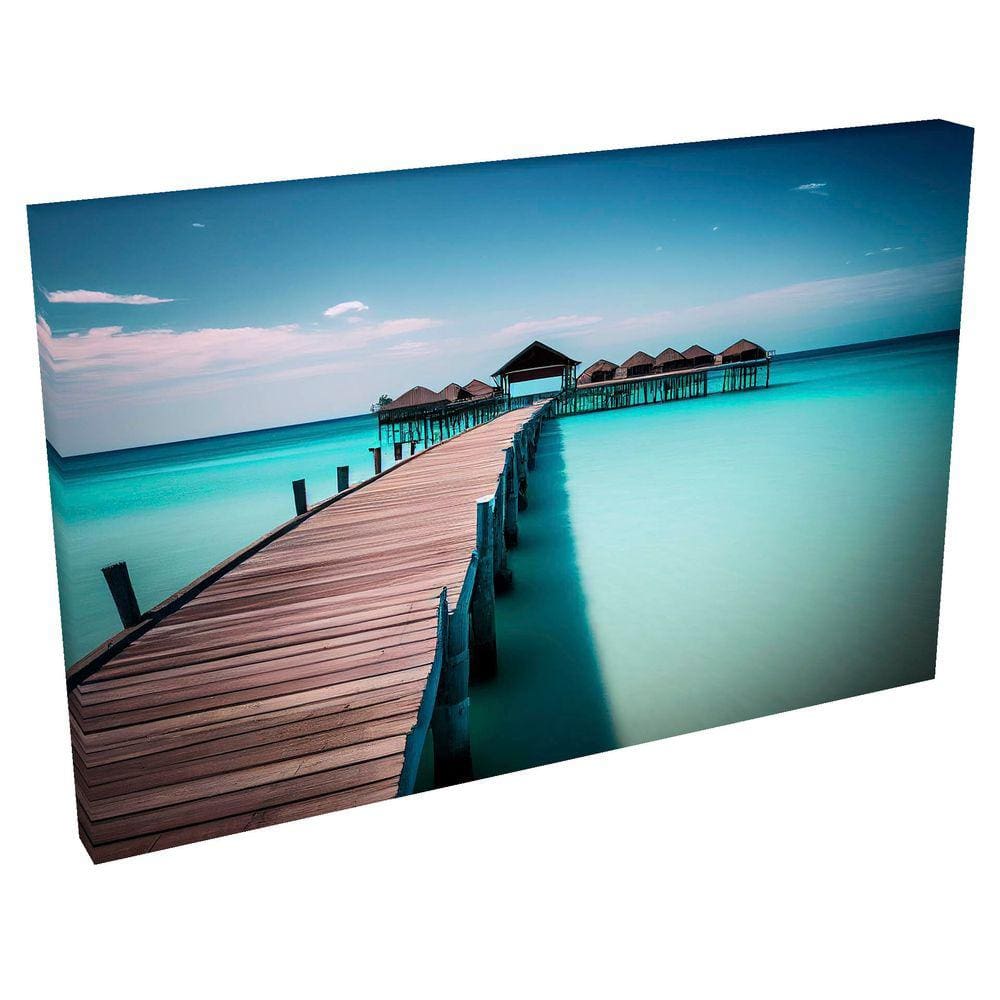Quadro Decorativo em Tela com Borda Infinita Deck na Praia