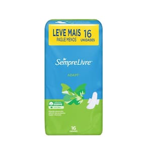 Absorvente Externo Sempre Livre Adapt Cobertura Suave com Abas 16 Unidades