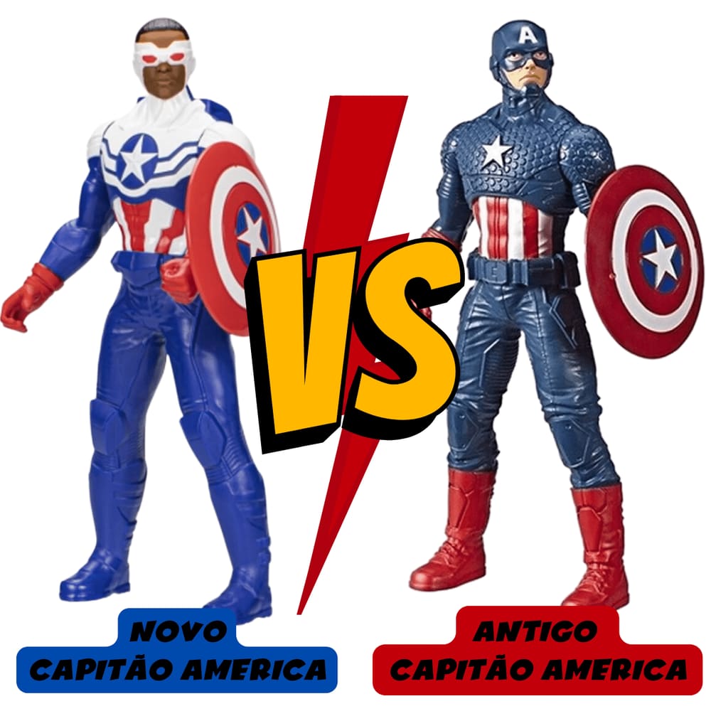 Kit Bonecos Capitão America Sam Wilson e Steve Rogers 25 cm