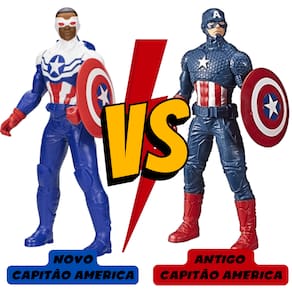 Kit Bonecos Capitão America Sam Wilson e Steve Rogers 25 cm