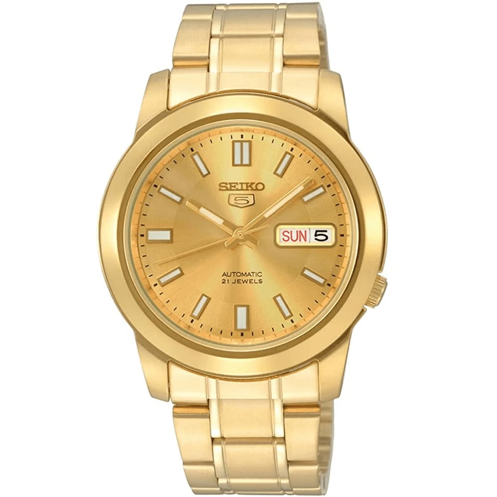 Relógio SEIKO masculino automático dourado SNKK98B1 C1KX