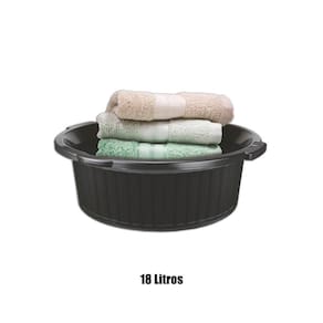 Bacia Cesto Frisada Multiuso 18 Litros Simples Preta