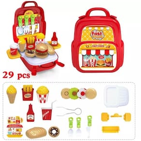 Brinquedo Infantil Kit Cozinha Fast Food 3 Em 1 Com 29 Peças