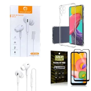 Kit Fone De Ouvido M53 Com Capinha E Película 3D