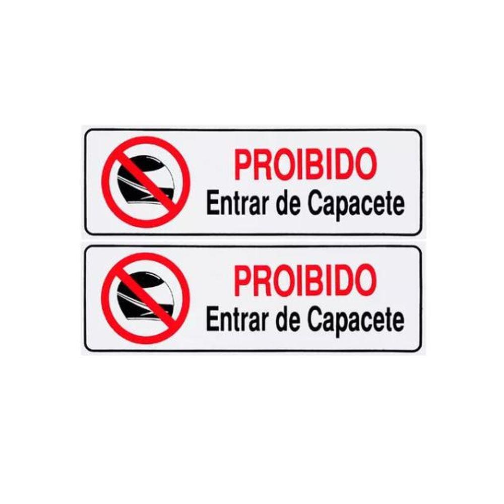 Kit 2 Placas Proibido Entrar De Capacete para Comércio