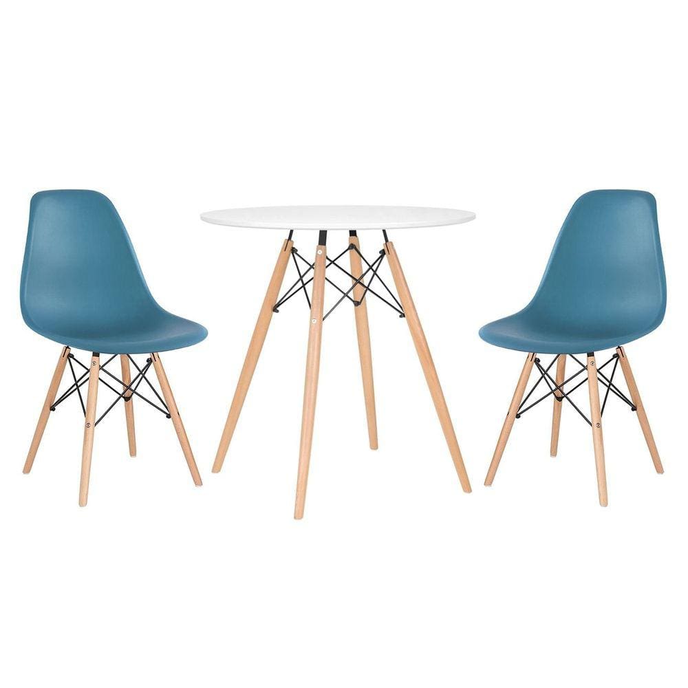 Mesa redonda Eames 70 cm + 2 cadeiras Eiffel DSW