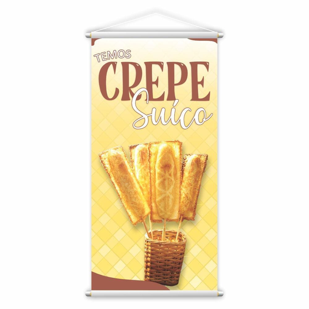 Banner Temos Crepe Suíço Fundo Amarelo Comida Lona 60x40cm