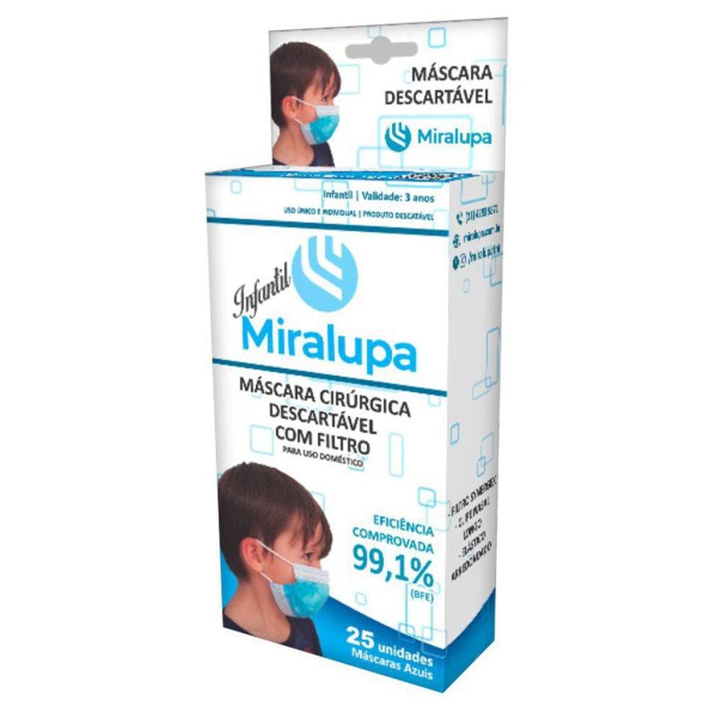 Máscara Infantil Descartável Com Filtro Azul 25Un