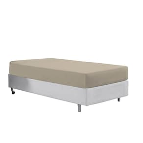 Lençol Avulso Com Elástico Cama Solteiro 400 Fios Macio Bege