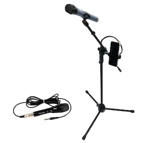 Kit Pedestal Tripé +Suporte p/ Celular+ Microfone com Fio