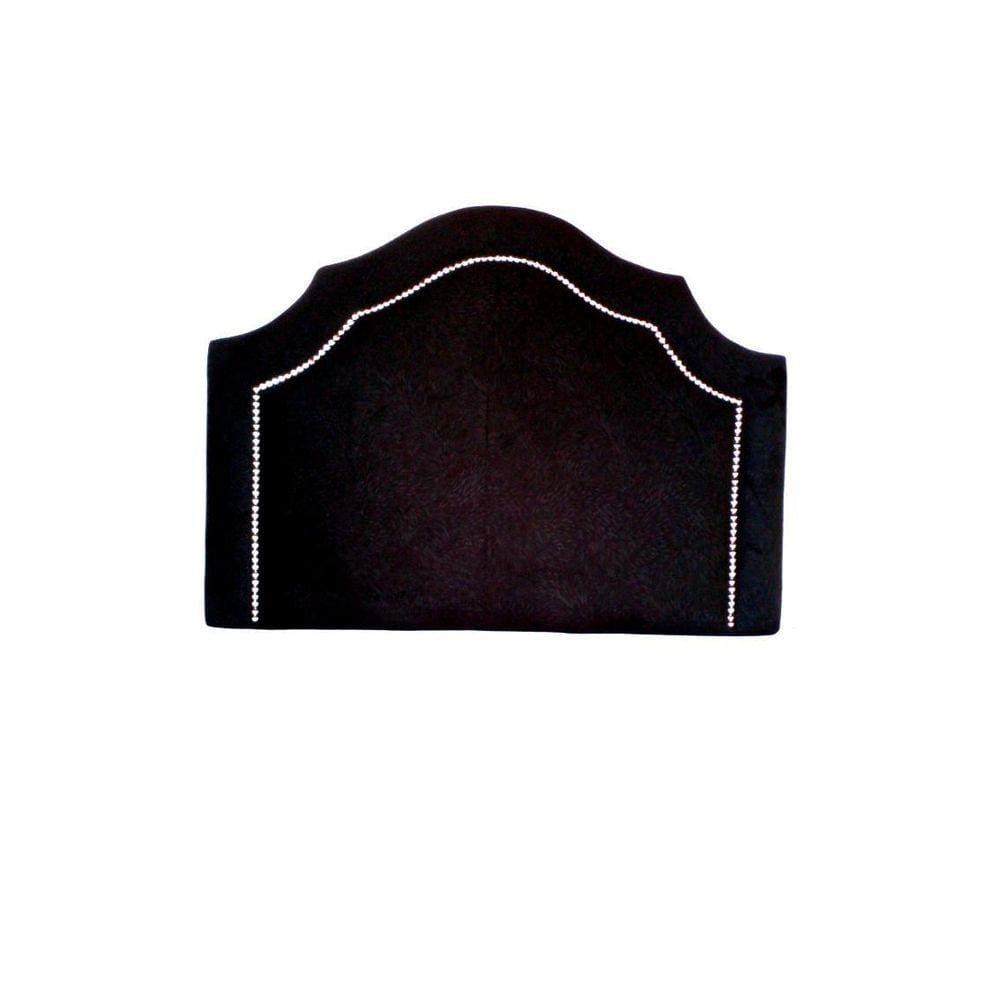 Cabeceira Solteiro Deluxe Brilho`S Tacha Prata- Corino Preto