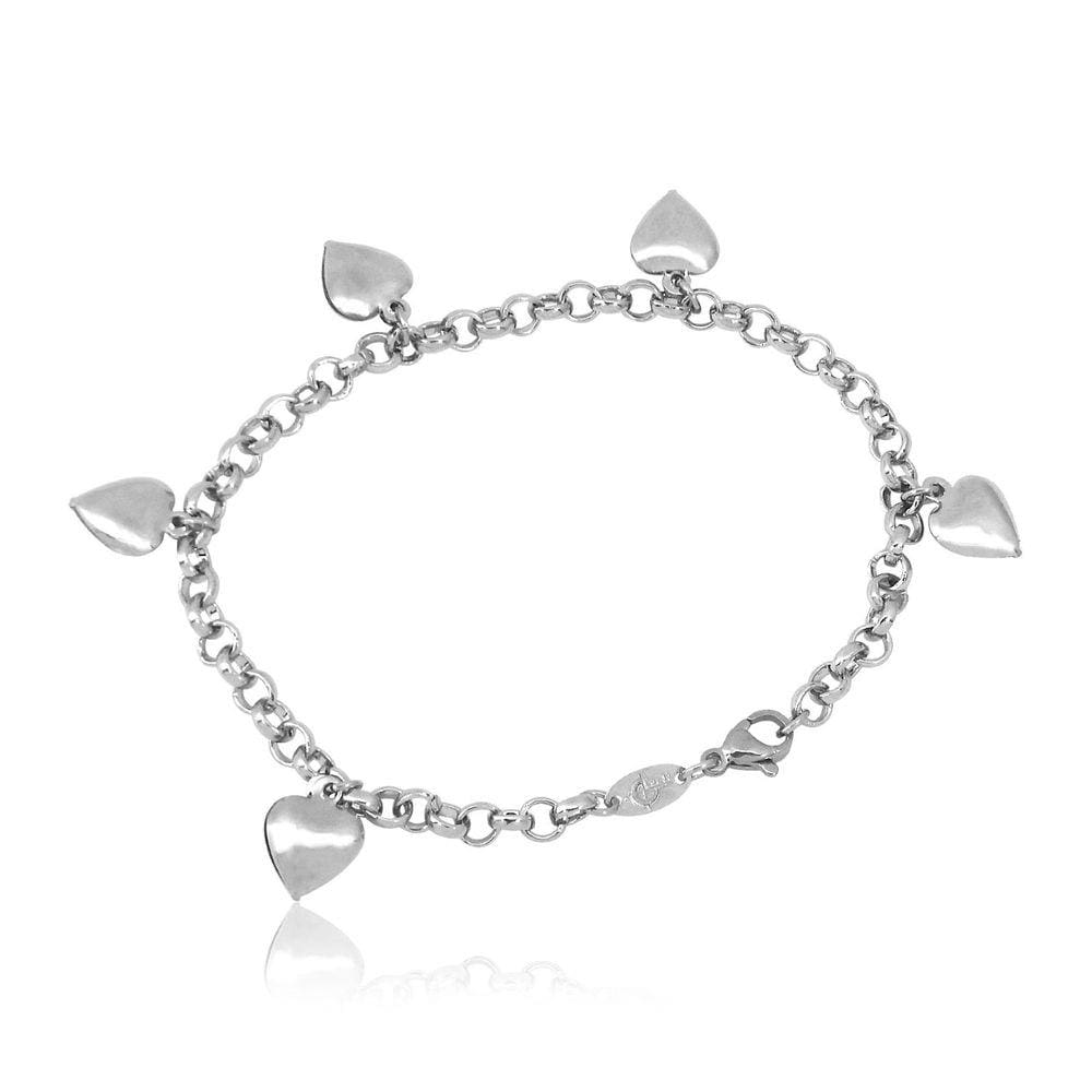 Pulseira Elo Português c/ Pingentes Aço Inox Hipoalérgico