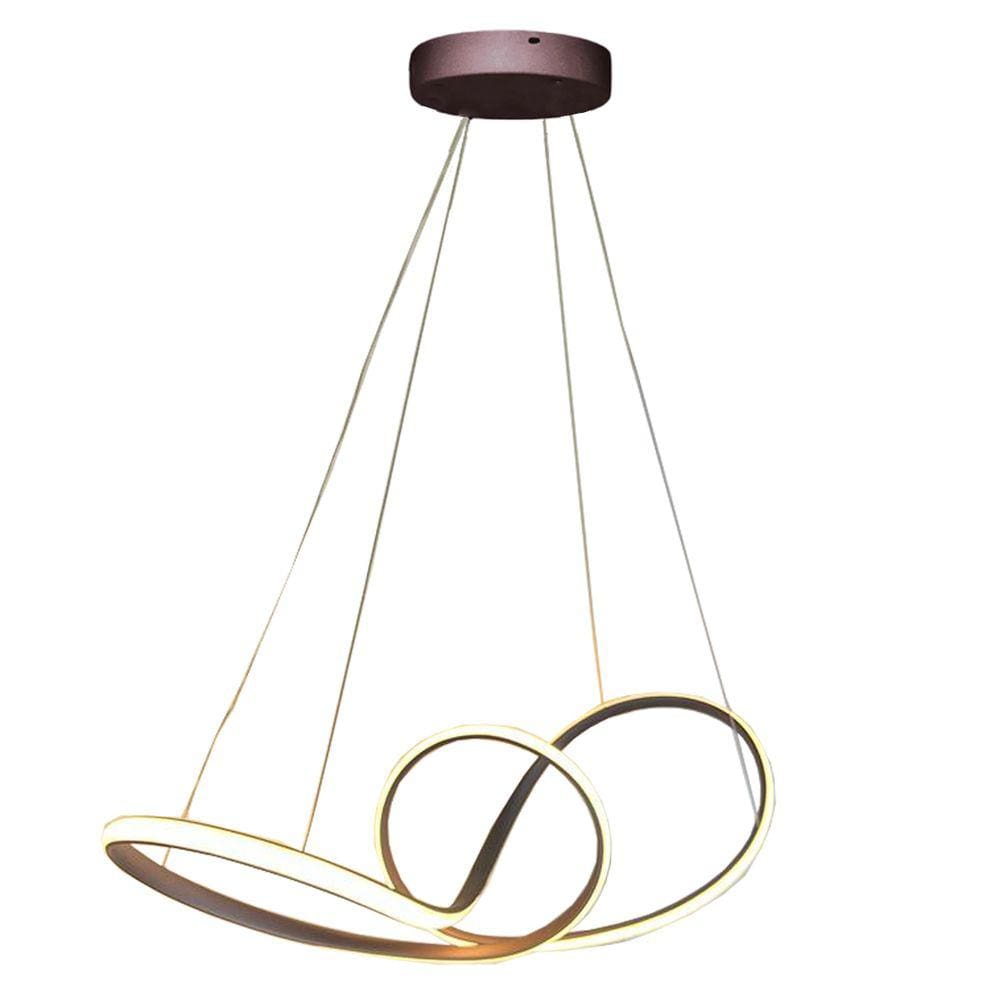 Lustre Pendente Arco Infinito Aneis 3 em 1 Luminaria LED 49W Decoraçao Luxo Ambiente Moderno Sala Casa Quarto Recepçao Residencial Comercial