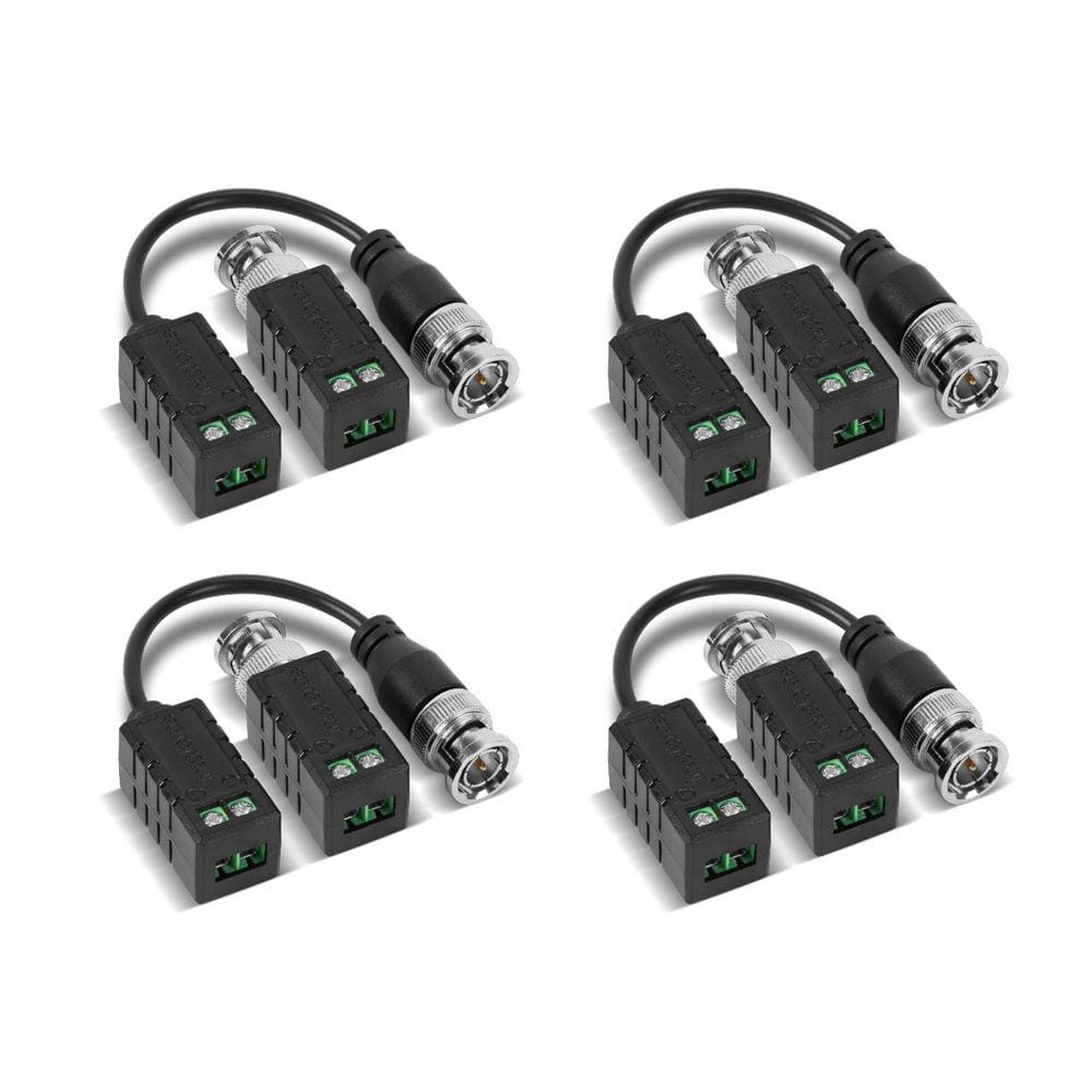 Kit 04 Balun Passivo Conector Transmissão De Vídeo Full Hd 4K Intelbras VB 500 P Para Câmera Segurança Cftv