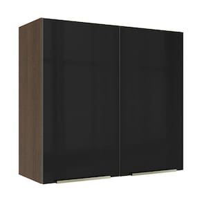 Armário Aéreo 70 cm 2 Portas Rustic/Preto Lux Madesa