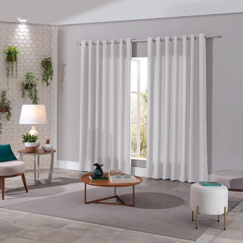 Cortina Pequim Bella Janela Decoração Ilhós 5,40m x 2,50m