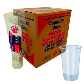 Copo 500Ml Descartavel Liso Transparen Pp Caixa C/1000 Ultra