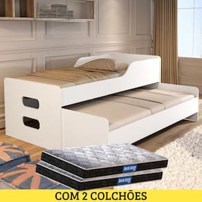 Bicama Bibox c/ Auxiliar Branco + 2 Colchões Probel D20